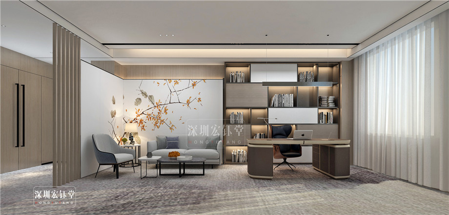 董事長辦公室裝修設計-河南沃牛生物科技辦公樓裝修效果圖